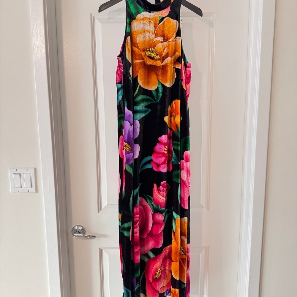 Farm Rio x Anthropologie Mock-Neck Printed Velvet Midi Dress - Picture 10 of 12